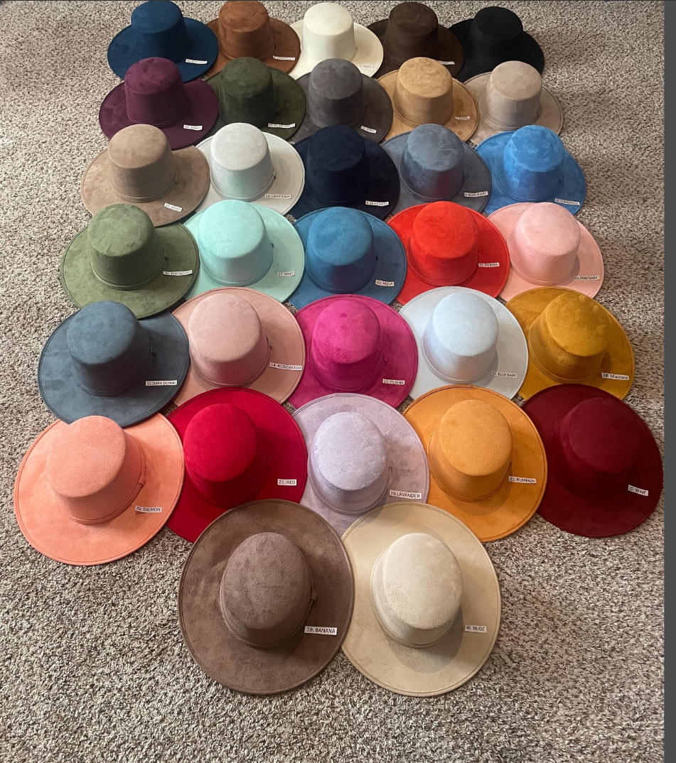 Mexican Hat. Cordobés Style. Size XL Flat brim hat. Vegan suede hat.