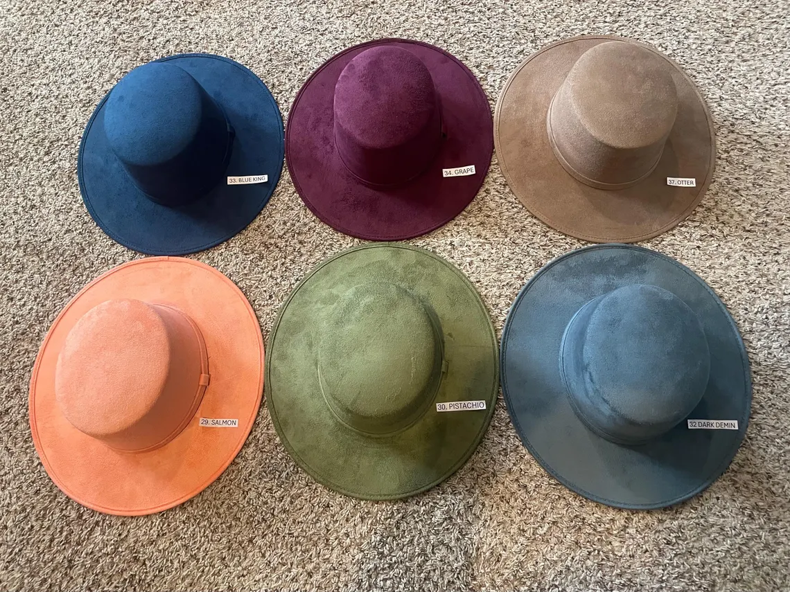 Mexican Hat. Cordobés Style. Size XL Flat brim hat. Vegan suede hat. - Image 2