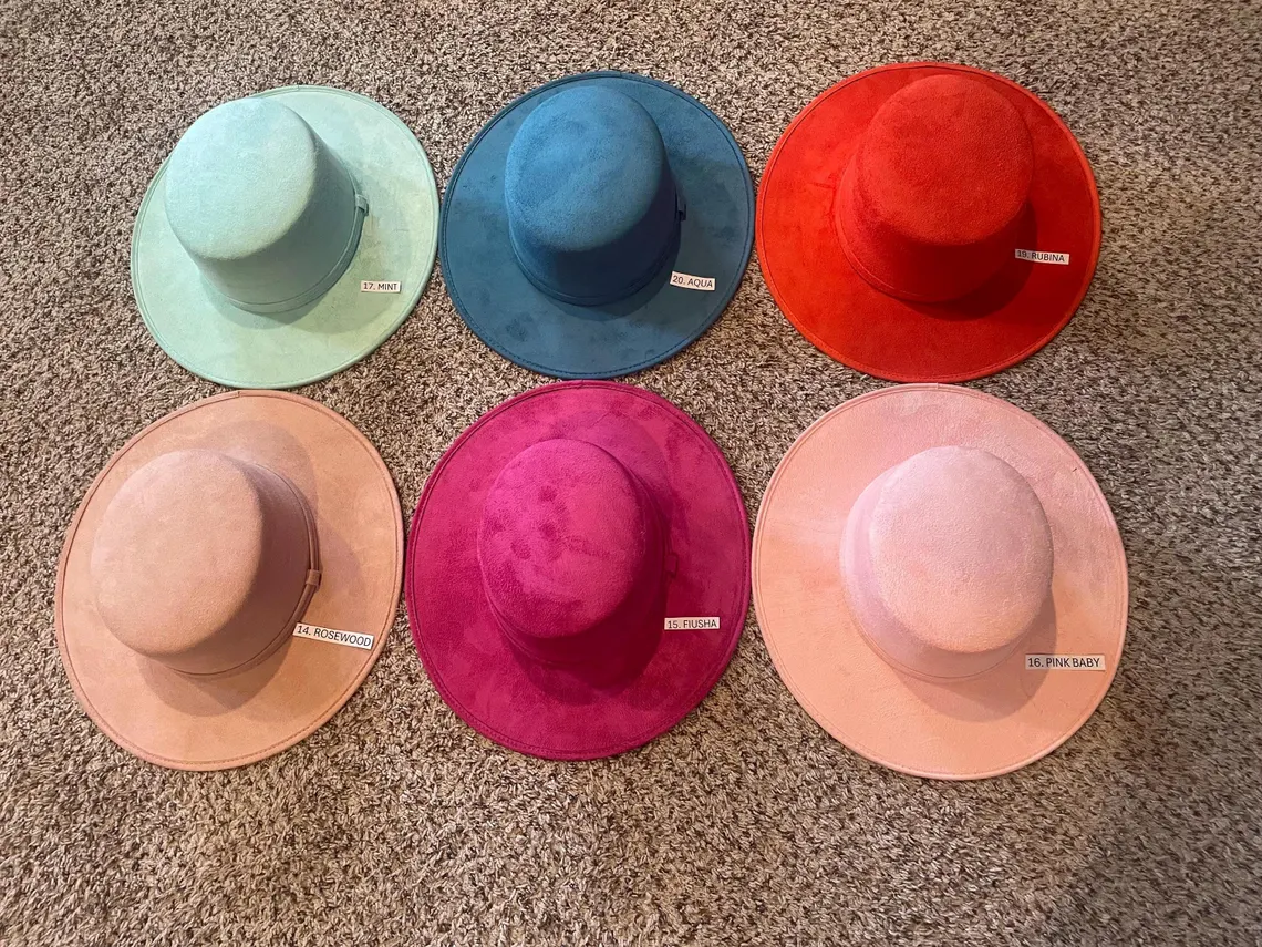 Mexican Hat. Cordobés Style. Size XL Flat brim hat. Vegan suede hat. - Image 3