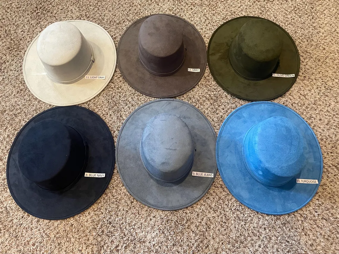 Mexican Hat. Cordobés Style. Size XL Flat brim hat. Vegan suede hat. - Image 4