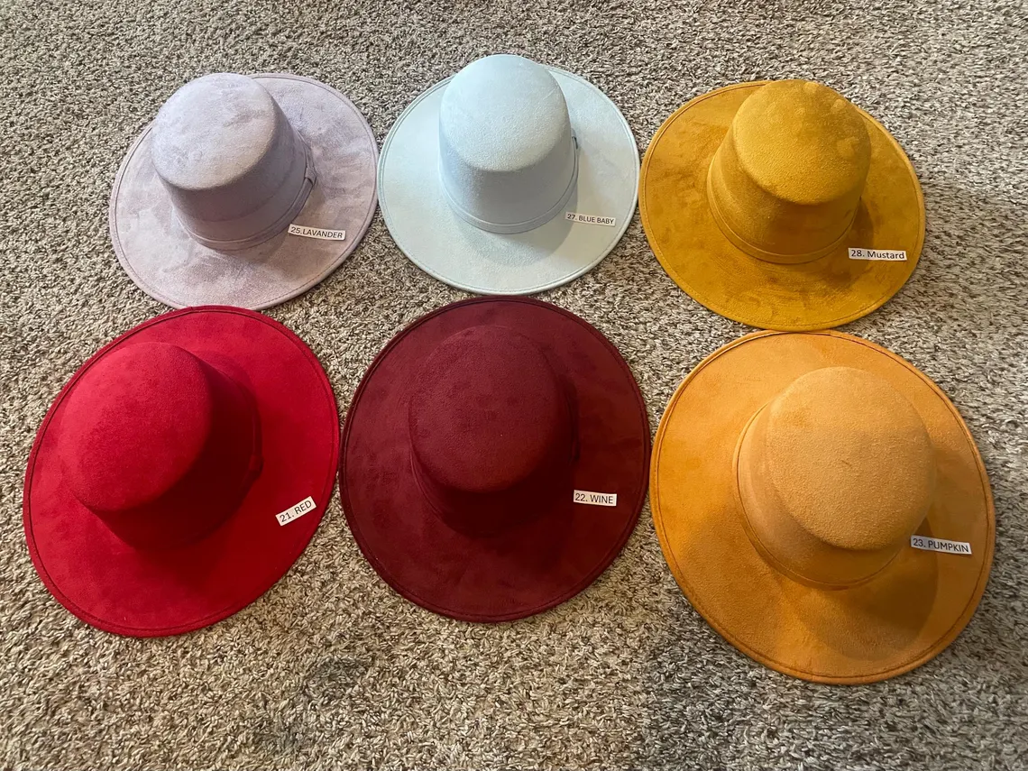 Mexican Hat. Cordobés Style. Size XL Flat brim hat. Vegan suede hat. - Image 5