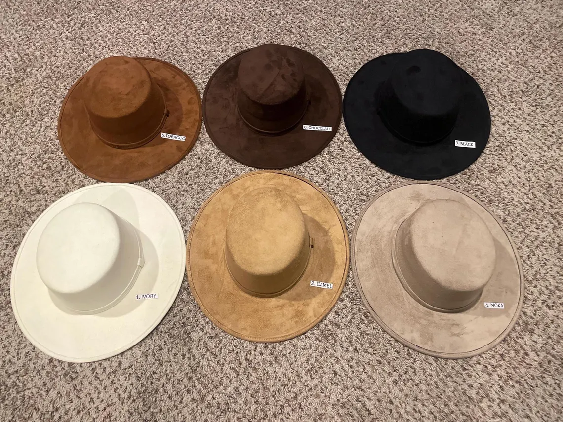 Mexican Hat. Cordobés Style. Size XL Flat brim hat. Vegan suede hat. - Image 7