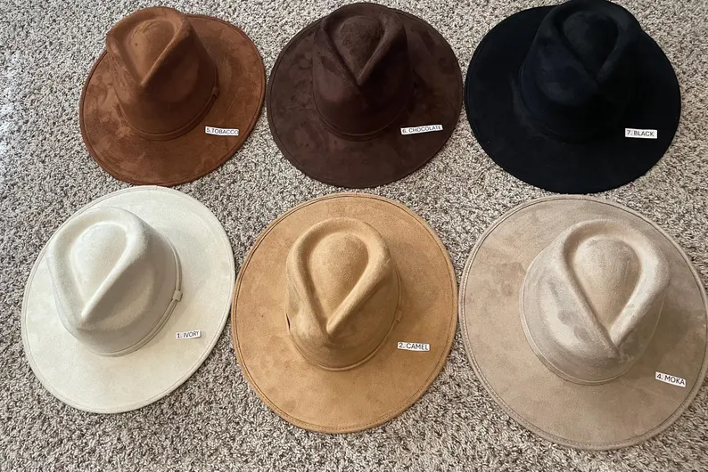 Mexican hat. NODAL Size MEDIUM. Flat brim hat. Vegan suede hat - Image 3